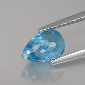 Topacio azul natural de 2,25 ct, briolette, VVS