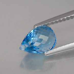 Topacio azul natural de 2,10 ct, briolette, VVS