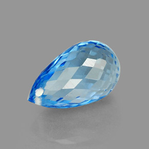 Topacio azul natural de 2,33 ct, briolette, VVS
