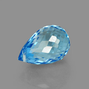 Topacio azul natural de 2,23 ct, briolette, VVS