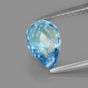 Topacio azul natural de 2,23 ct, briolette, VVS