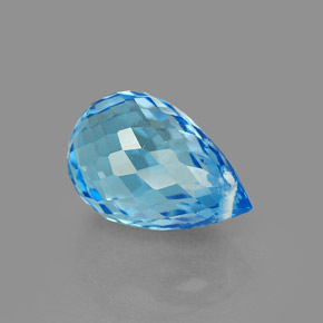 Topacio azul natural de 2,23 ct, briolette, VVS