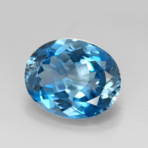 Topacio azul natural de 9,64 ct, corte óvalo, VVS