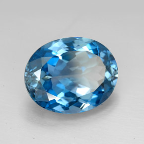 Topacio azul natural de 9,64 ct, corte óvalo, VVS