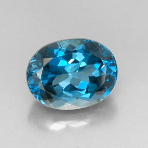 Topacio azul natural de 7,16 ct, corte óvalo, VVS