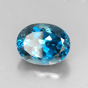 Topacio azul natural de 7,16 ct, corte óvalo, VVS