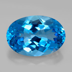 Topacio azul natural de 12,38 ct, corte óvalo, VVS