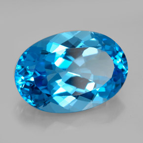 Topacio azul natural de 12,38 ct, corte óvalo, VVS