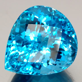 Topacio azul natural de 34,57 ct, en forma de pera, IF