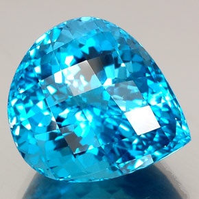 Topacio azul natural de 34,57 ct, en forma de pera, IF
