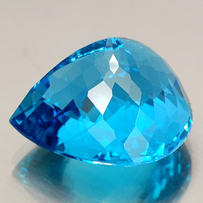 Topacio azul natural de 34,57 ct, en forma de pera, IF