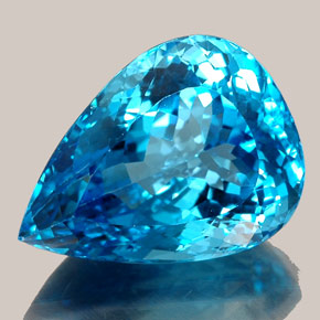 Topacio azul natural de 36,61 ct, en forma de pera, IF