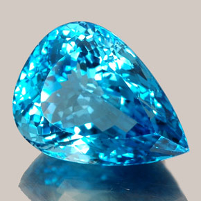 Topacio azul natural de 36,61 ct, en forma de pera, IF