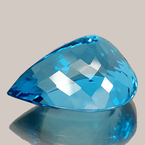 Topacio azul natural de 36,61 ct, en forma de pera, IF