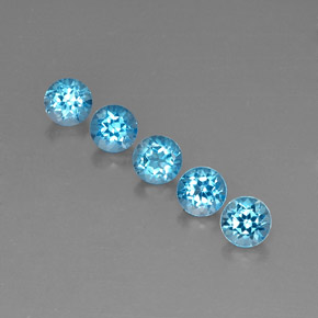 Gemas de topacio azul natural de  ct, corte redondo, VVS-VS