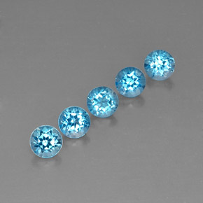 Gemas de topacio azul natural de  ct, corte redondo, VVS-VS