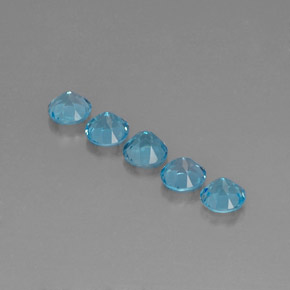 Gemas de topacio azul natural de  ct, corte redondo, VVS-VS