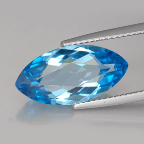 Topacio azul natural de 7,01 ct, marquesa, VVS