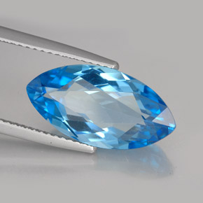 Topacio azul natural de 7,01 ct, marquesa, VVS