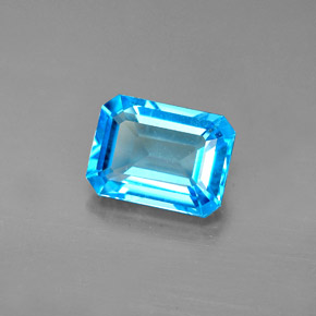 Topacio azul natural de 1,91 ct, corte esmeralda, VVS