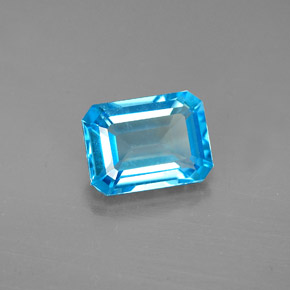 Topacio azul natural de 1,91 ct, corte esmeralda, VVS