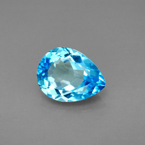 Topacio azul natural de 2,78 ct, en forma de pera, VVS