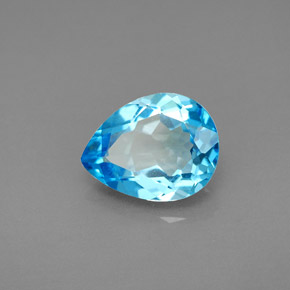 Topacio azul natural de 2,78 ct, en forma de pera, VVS