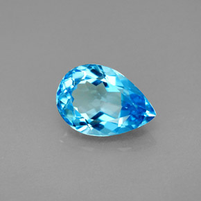 Topacio azul natural de 2,13 ct, en forma de pera, VVS