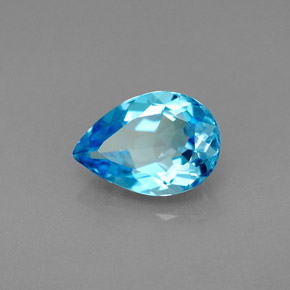 Topacio azul natural de 2,13 ct, en forma de pera, VVS