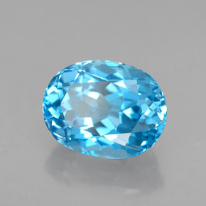 Topacio azul natural de 2,98 ct, corte óvalo, VVS