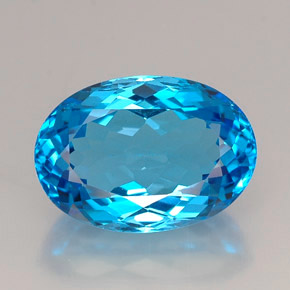 Topacio azul natural de 25,42 ct, corte óvalo, IF