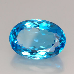 Topacio azul natural de 25,42 ct, corte óvalo, IF