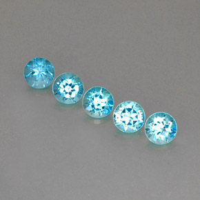 Gemas de topacio azul natural de  ct, corte redondo, VVS-VS