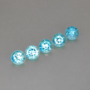 Gemas de topacio azul natural de  ct, corte redondo, VVS-VS