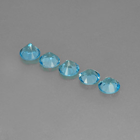 Gemas de topacio azul natural de  ct, corte redondo, VVS-VS