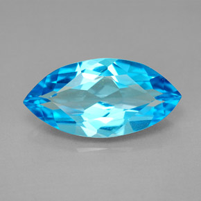 Topacio azul natural de 6,46 ct, marquesa, VVS-VS