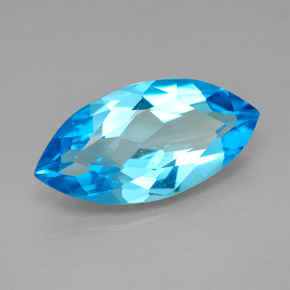 Topacio azul natural de 6,46 ct, marquesa, VVS-VS