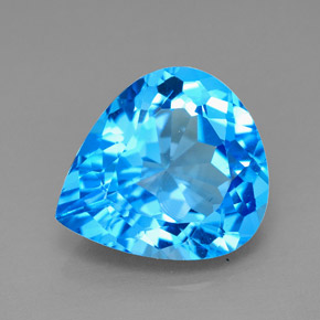 Topacio azul natural de 7,72 ct, en forma de pera, VVS