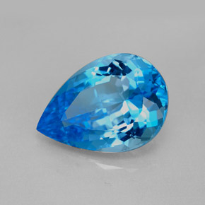 Topacio azul natural de 7,87 ct, en forma de pera, VVS