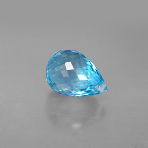 Topacio azul natural de 3,18 ct, briolette, VVS