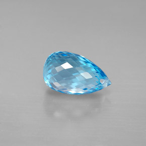 Topacio azul natural de 2,91 ct, briolette, VVS