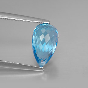 Topacio azul natural de 2,91 ct, briolette, VVS