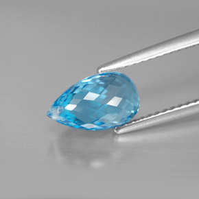 Topacio azul natural de 2,91 ct, briolette, VVS