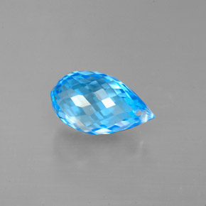 Topacio azul natural de 2,51 ct, briolette, VVS