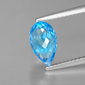 Topacio azul natural de 2,51 ct, briolette, VVS