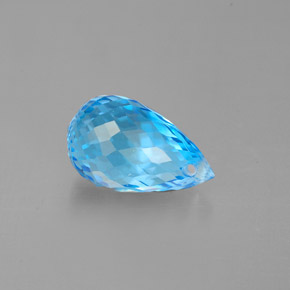 Topacio azul natural de 2,43 ct, briolette, VVS