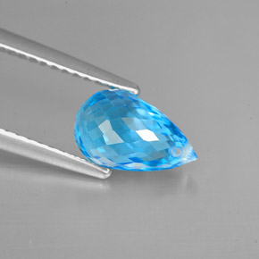 Topacio azul natural de 2,43 ct, briolette, VVS