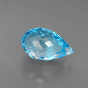 Topacio azul natural de 2,75 ct, briolette, VVS