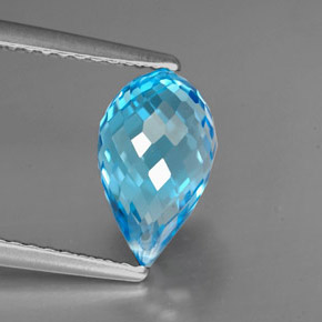 Topacio azul natural de 2,75 ct, briolette, VVS