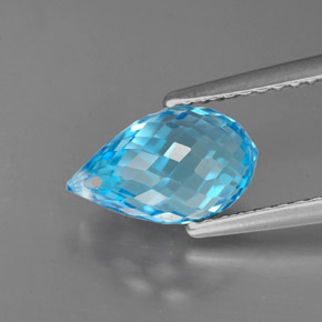 Topacio azul natural de 2,75 ct, briolette, VVS